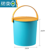 敬平家用水桶带盖加厚手提可坐塑料桶洗衣桶洗澡凳幼儿园收纳桶 大号加厚钓鱼桶-蓝色