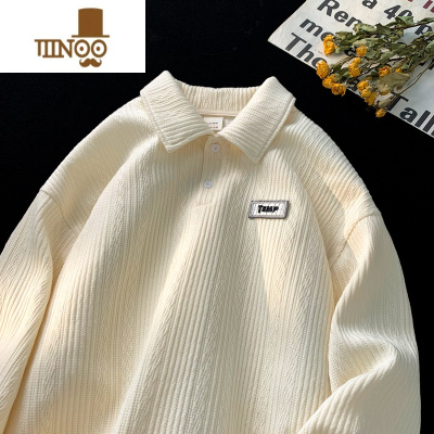 YANXU卫衣男美式复古潮牌百搭学院风宽松针织贴标polo衫外套