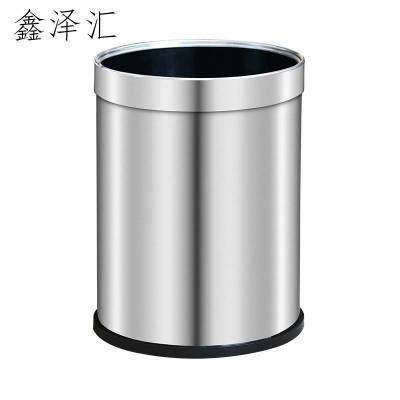 不锈钢垃圾桶酒店宾馆客房用圆形无盖垃圾桶办公室防火阻燃