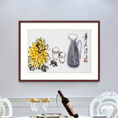 舒厅中式装饰画齐白石水墨书房国画客厅沙发背景墙画饭厅壁画餐厅挂画K款（60*80cm）