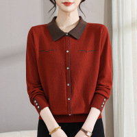 2026年新款妈妈装针织衫女洋气简约长袖中老年女装上衣40岁