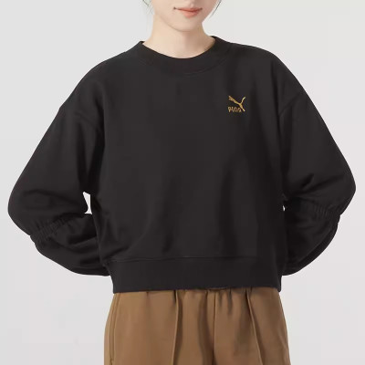 彪马(PUMA)卫衣女装新款时尚休闲运动服宽松舒适上衣圆领套头衫625251-01 ZP