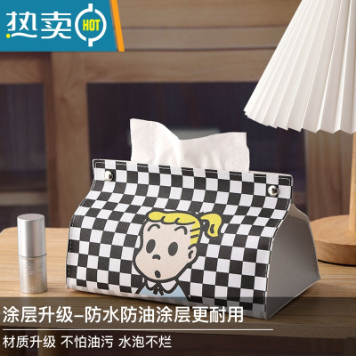 敬平万柿如意纸巾盒家用客厅抽纸盒多功能收纳餐巾纸盒简约现代纸抽盒 黑色女孩[防水/耐刮材料]
