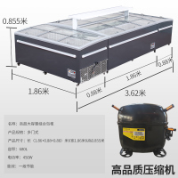 长1.86米宽0.88米高0.85妮雪超市组合岛柜商用大容量冰柜卧式冰箱冰淇淋冷冻展示柜