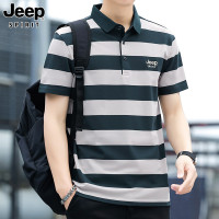 JEEP SPIRIT短袖T恤条纹大码翻领半袖体恤POLO衫商务休闲透气