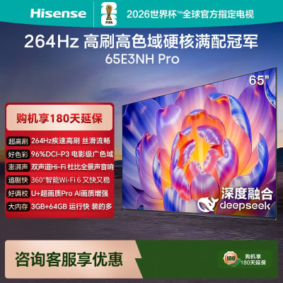 海信电视 65E3NH Pro 65英寸 U+超画质引擎 原生120Hz 2.0声道音响 智能天线阵列