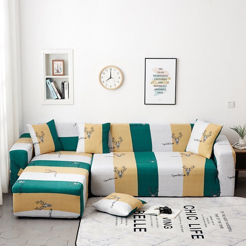 弹力懒人沙发套罩通用型全包萬能套北欧简约布艺沙发垫全盖布 三角麋鹿 S码(沙发长度90-140cm适用)一般适合单人沙发
