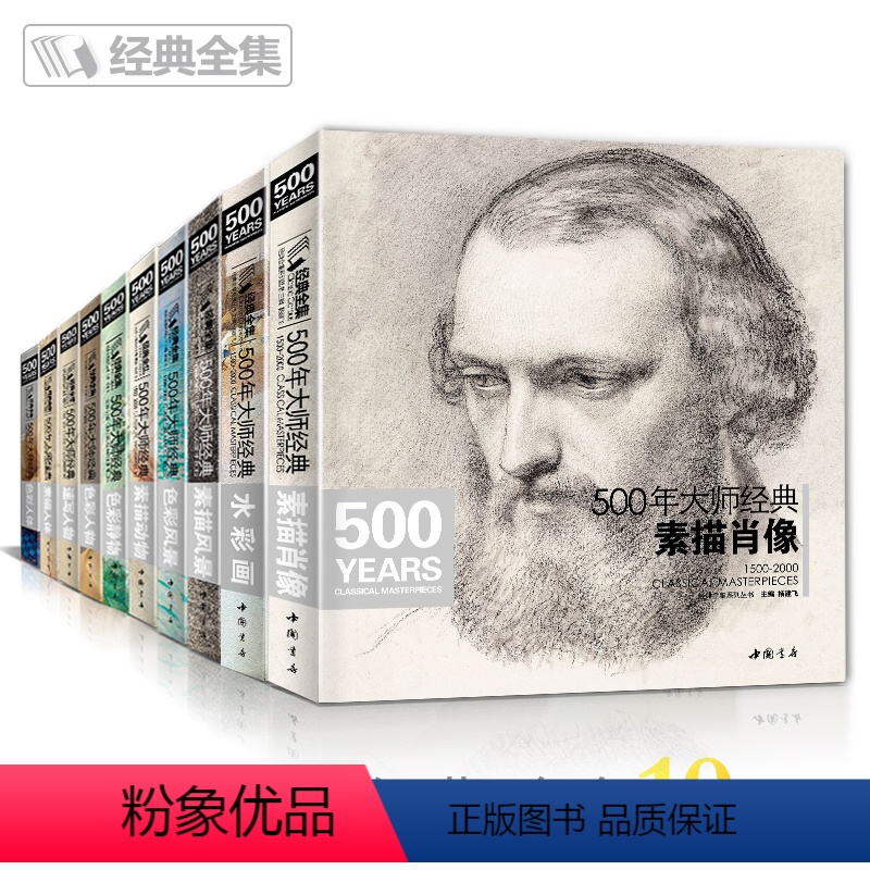 [正版]全套10本经典全集 500年大师经典世界名画绘画册书籍向 西方大师学素描色彩速写油画头像肖像人体风景动物水彩作