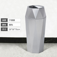 商用垃圾桶不锈钢创意带烟灰缸酒店大堂会所电梯口走廊过道烟灰桶 亮光银-砂钢小号