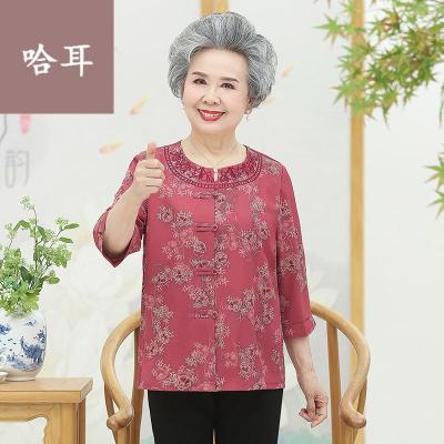 老年人夏装女中老年人女奶奶唐装衬衫妈妈夏装衬衣套装老人衣服老太太夏季上衣女款半袖短袖衬衫寸衫女