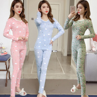 秋冬季保暖内衣女加薄绒打底衫秋衣秋裤女士套装睡衣紧身大码2月26日发完-