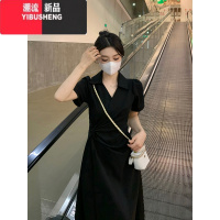 YIBUSHENG大码温柔气质polo连衣裙女季胖妹妹收腰显瘦不规则开叉A字裙子