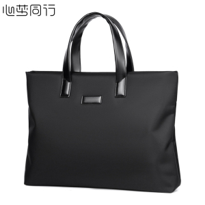 心梦同行手提包 商务公文包文件收纳包 笔记本电脑包防泼水通勤包 0462/个 黑色 16寸