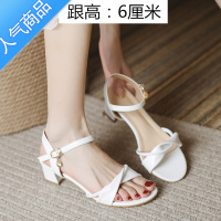 SUNTEK凉鞋女夏中跟2023新款小众气质时装小码313233粗跟不累脚高跟凉鞋