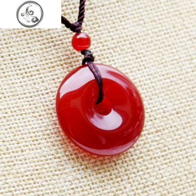 红玛瑙平安扣吊坠男女南红玉石挂件水晶玉髓项链吊坠情侣饰品坠子JiMi其他宝石摆件/挂件/把件