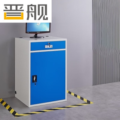 晋舰PC工业电脑监控机箱柜机一体机网络柜工业机柜 蓝白-不带轮单柜
