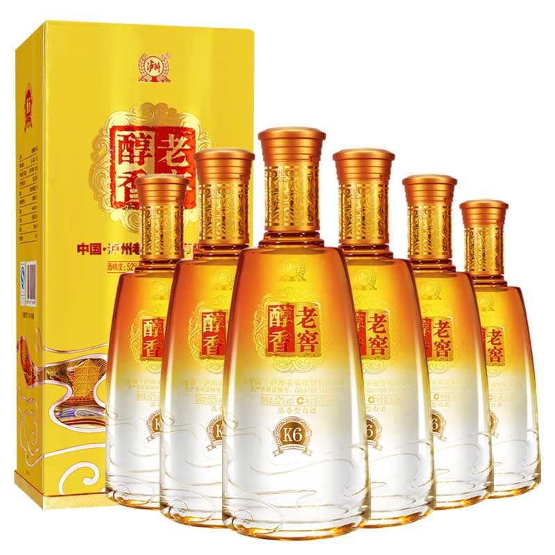 泸州老窖 老窖醇香k6 52度 500ml*6瓶整箱 浓香型白酒
