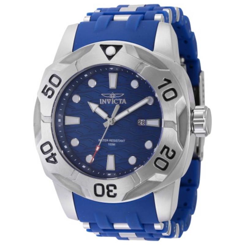 因维克塔(INVICTA)男款石英表蓝盘银带防水100米日期款