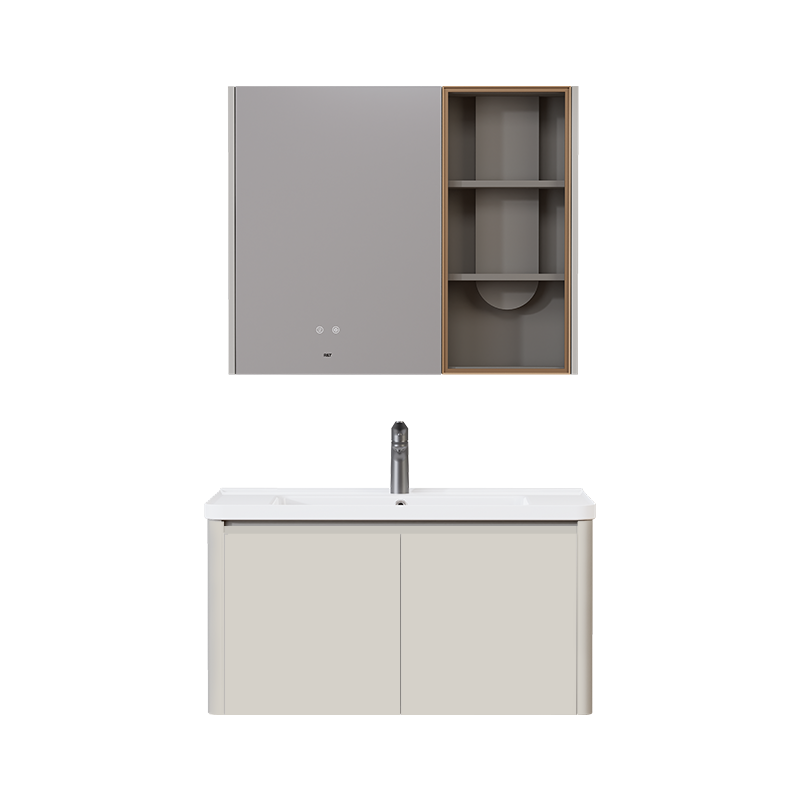 瑞尔特现代轻奢挂墙式卫浴家具Y1060 一体陶瓷盆50KG重质设计