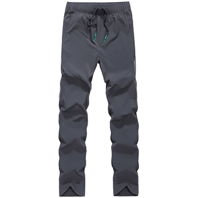 珂卡慕(KEKAMU)夏季运动裤男直筒薄款速干冰丝休闲裤男装夏裤松紧带聚酯纤维裤子1795灰色春夏薄款-M