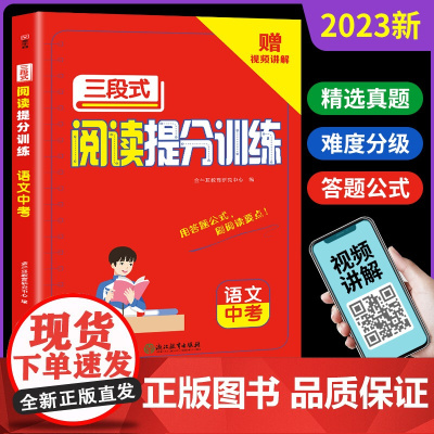 三段式阅读提分训练九年级语文阅读理解专项训练中考人教版 初中生初二上册下册阅读理解专项训练书每日一练公式法答题公式强化