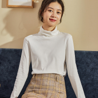 [直降价73元]唐狮打底衫女内搭秋冬半高领上衣小众设计感黑白色春秋款长袖T恤