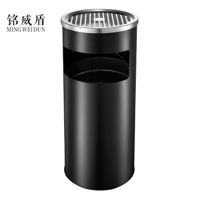 铭威盾不锈钢圆形大号商用垃圾桶立式烟灰桶电梯口高档户外圆形黑色烤漆