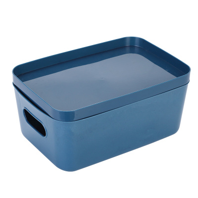 渠成杂物桌面收纳盒日式塑料整理盒零食宿舍桌面化妆品储物子带盖置物篮