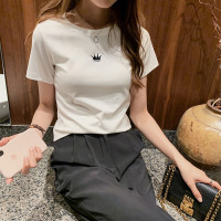 夏季新款修身刺绣圆领短袖T恤女装学生女士打底上衣_1