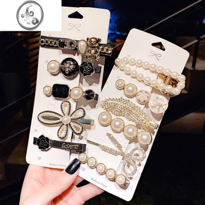 JiMi网红ins复古小熊发夹韩版小香风边夹刘海夹剪刀一字发卡发饰套装