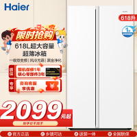 统帅(leader)海尔出品 618升对开门超薄冰箱 一级双变频 黑金净化 BCD-618WGLSSEDW9