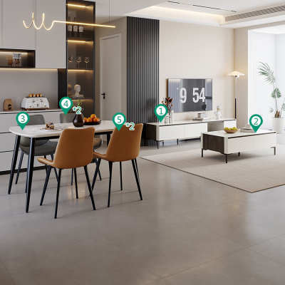 时尚简约拼色茶几电视柜餐桌椅客餐厅套装