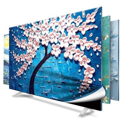 幸福派电视罩防尘罩套简约现代曲面电视机罩挂式液晶客厅65英寸50英寸盖布041发财树265寸（152*92cm）