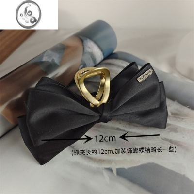 JiMi「」原创12cm黑色质感蝴蝶结金属抓夹简约高级脑后发夹发饰女