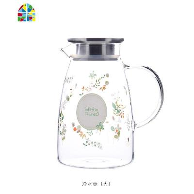 家用玻璃凉水壶耐热高温晾白开水杯冷水壶套装茶壶夏天大容量扎壶 FENGHOU 大号沐风水壶2L