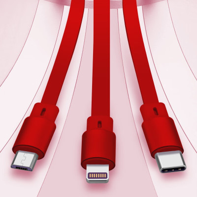 沃品(WOPOW)一拖三伸缩充电线快充线通用线便携车载 LC011 LC011红色