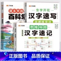 汉字系列+百科常识[3本套] 小学通用 [正版]生字开花汉字速写速记思维导图升级加厚版小学生语文人教版幼儿启蒙识字书认字
