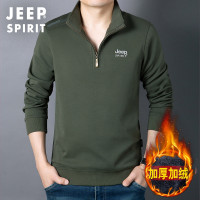 JEEP吉普秋冬新套头加绒卫衣大码宽松半拉链立领长袖T恤