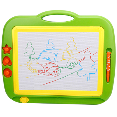 儿童画画板彩色磁性加厚卡通印章绘画宝宝涂鸦板磁力写字小黑板8888A绿色