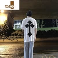 YANXU欧美高街潮牌t恤男款320g美式复古短袖oversize七分袖