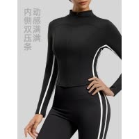 秋冬加绒加厚瑜伽服外套立领显瘦修身长袖运动健身瑜伽上衣
