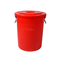 翌嘉YJ4122050 商用家用加厚塑料圆桶 60升红色带盖
