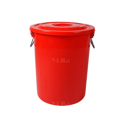 翌嘉YJ4122050 商用家用加厚塑料圆桶 60升红色带盖