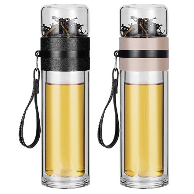 SKYBEAR天空熊茶水分离泡茶过滤双层玻璃杯便携式水杯商务人士专用