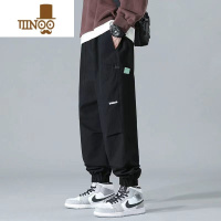 YANXU日系工装裤子男款黑色夏季潮牌束脚裤休闲长裤美式大码宽松