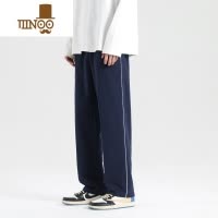 YANXU校服裤子男藏青色小学生初中高中生深蓝色直筒校裤一二条杠运动裤