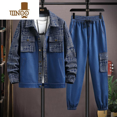 YANXU工装套装男士牛仔夹克一套搭配帅气新款青少年休闲男装外套