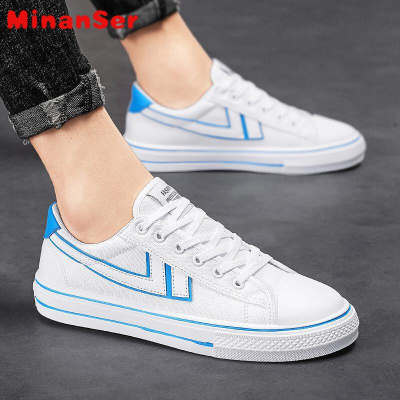 MinanSer帆布鞋男童夏季2021新款儿童鞋子男孩休闲百搭板鞋春夏中大童白色新品童装