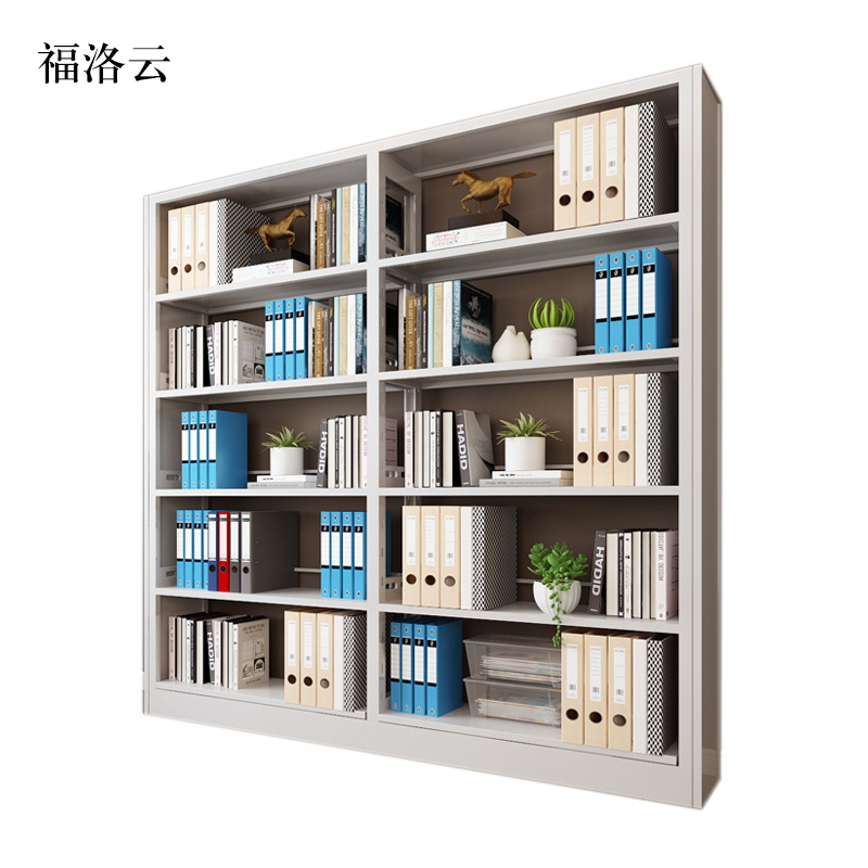 福洛云钢制置物架图书馆单双面书店阅览室货架档案架资料架单面一列二