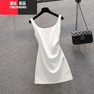YIBUSHENG大码女装2024季新款显瘦收腰吊带裙胖mm遮肚气质A字打底连衣裙